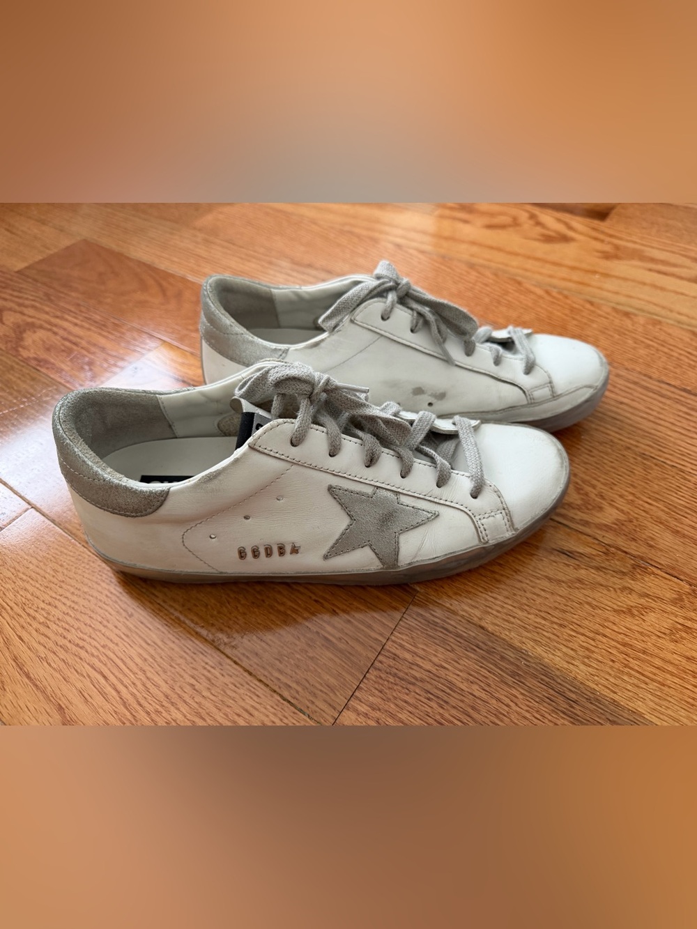 Golden Goose Super-Star Sneakers in White Leather with Silver Star and Heel Tab